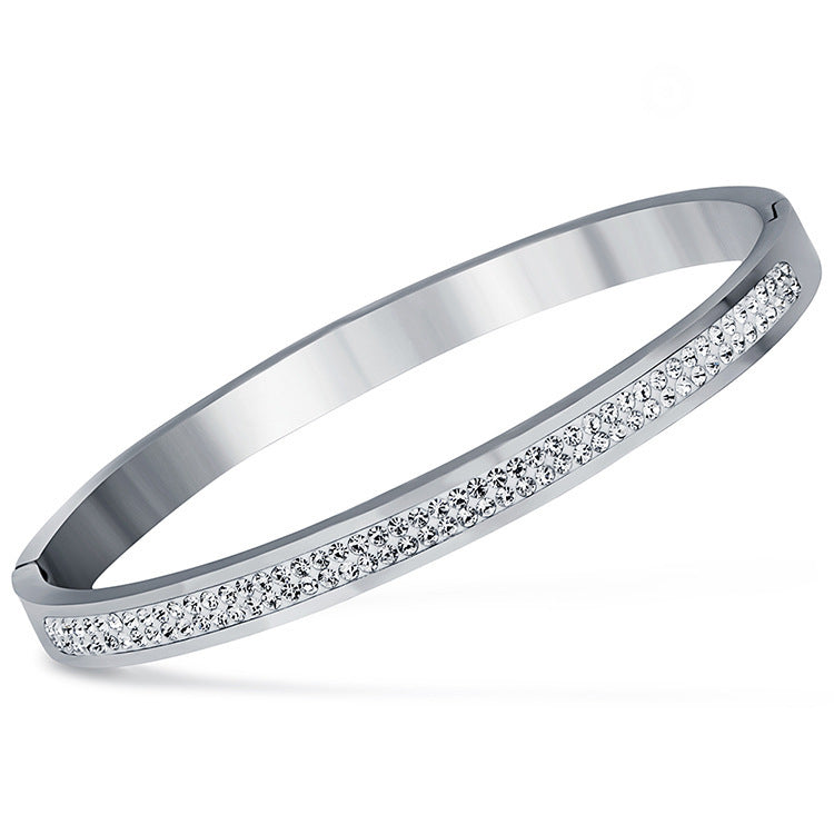 Stainless steel bracelet with diamonds