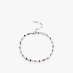 S925 Sterling Silver Rainbow Stone Bracelet