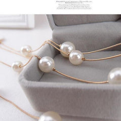 Multilayer Fashion Double-layer Pearl Sweater Chain Long Ornaments Necklace