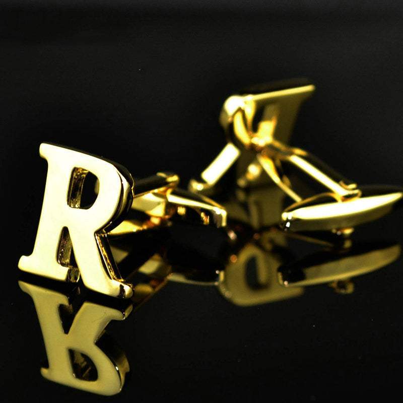 A-Z plated 14K gold letters cufflinks cufflinks