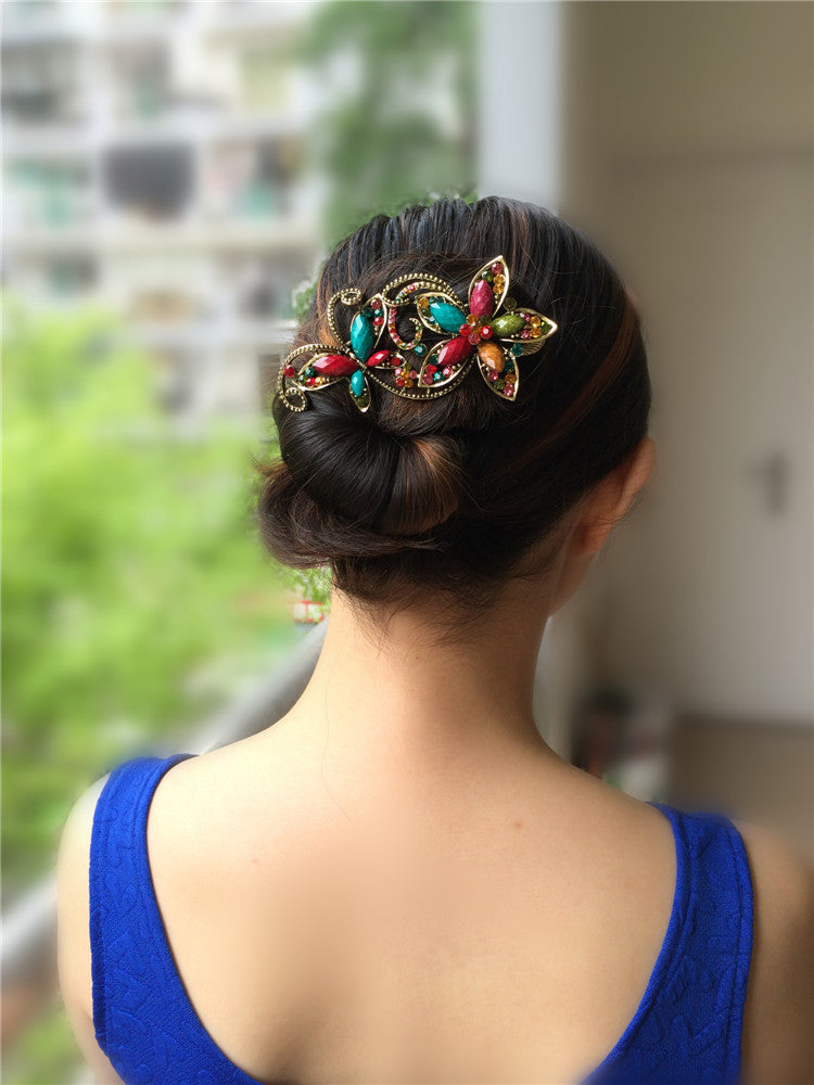 Chinese style retro resin butterfly dish hair clip