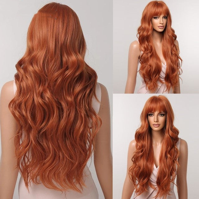 Long Brown Black Wavy Synthetic Wig