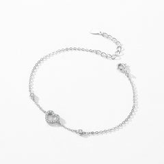 S925 Loving Heart In Sterling Silver Hollow Micro Rhinestone Bracelet