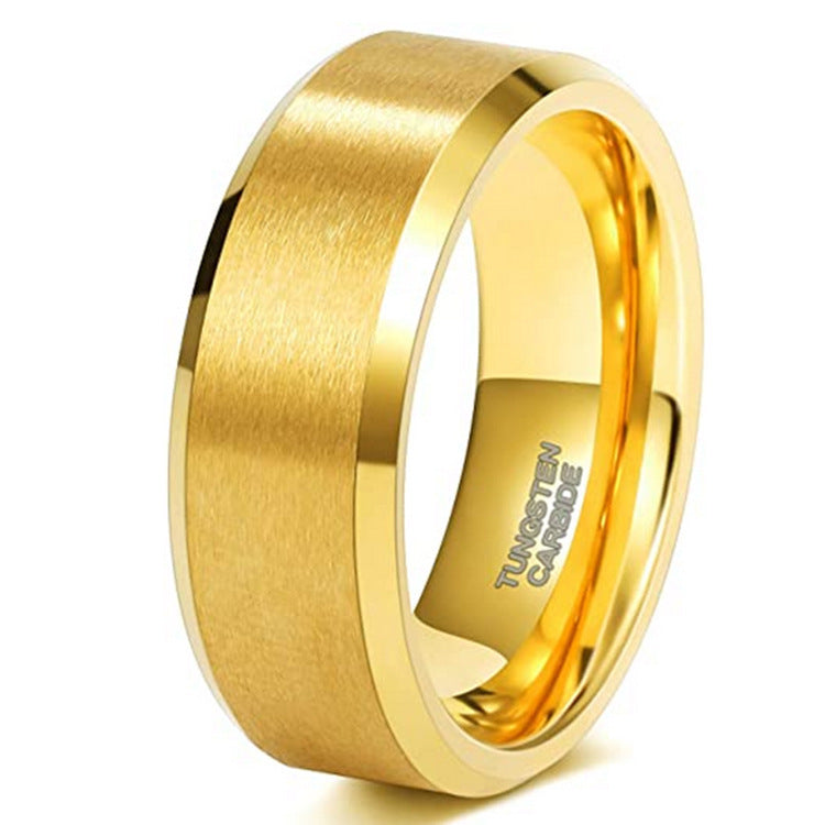 Lasa Chamfered Gold Tungsten Steel Ring