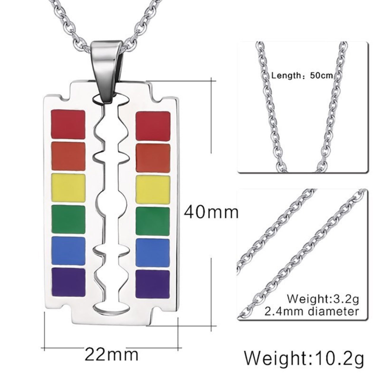 Titanium Steel Men's Color Blade Pendant Necklace