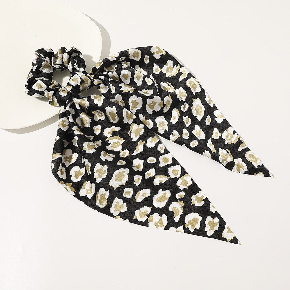 Monochrome Silky Square Scarf Hair Tie Ladies Ponytail Tie