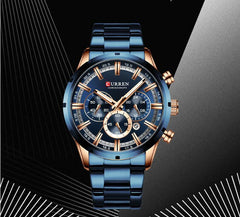 Waterproof Quartz Six-hand Calendar Steel Band Business Men's Watch