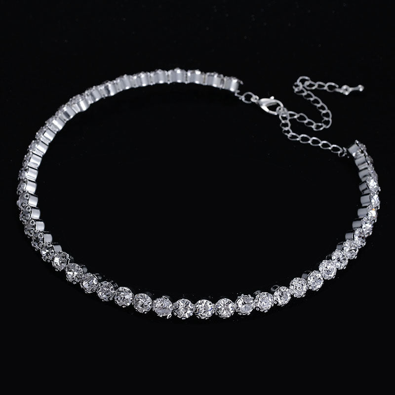 Women's Airy Fashion Rhinestone Single Row Necklace