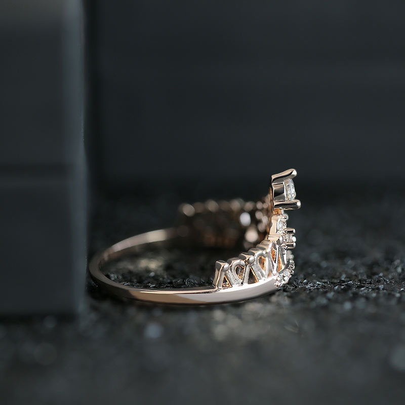 European And American Copper Plated Rose Gold Crown Ladies Ring