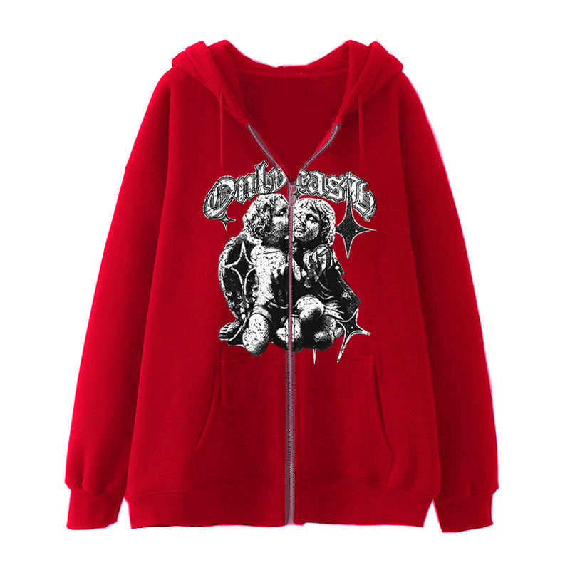 Women’s Casual Angel Wings Zipper Hoodie