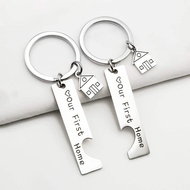 Stainless Steel Titanium Steel Keychain Pendant Housewarming New Home Gift Pendant