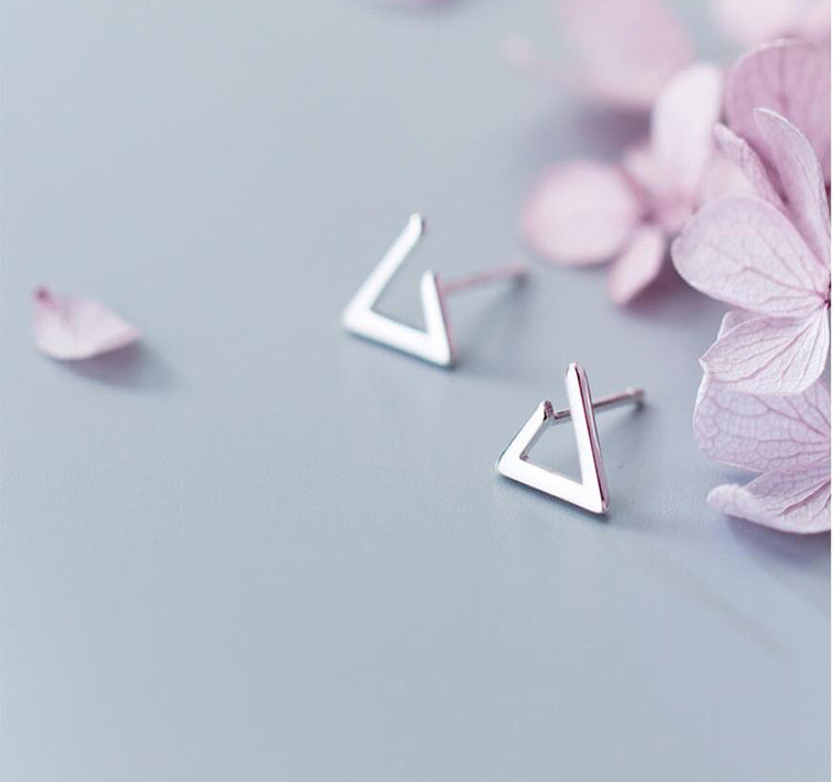 Sterling Silver Triangle Stud Niche Design Earrings