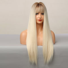 European And American Wig Female Eight Bangs Gradient High Temperature Silk Wig Headgear