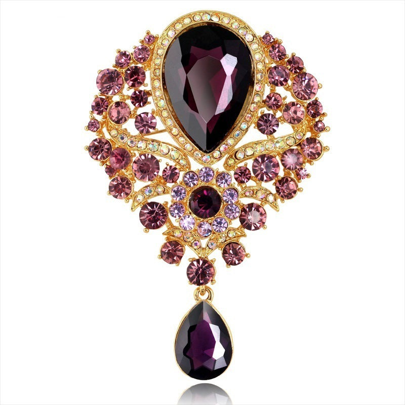 Heavy Industry Glass Drop Brooch Fashion