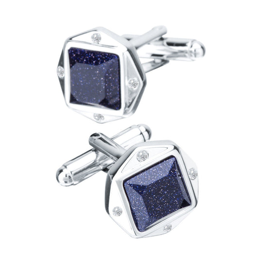 Lucky Blue Sandstone Crystal Cufflinks Men's Light Luxury French Shirt Sleeve Nails