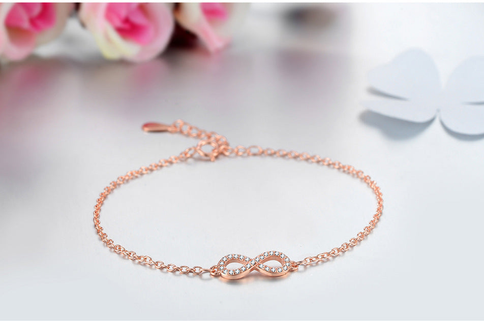 Infinite 8-word Simple Zircon Rose Gold Bracelet