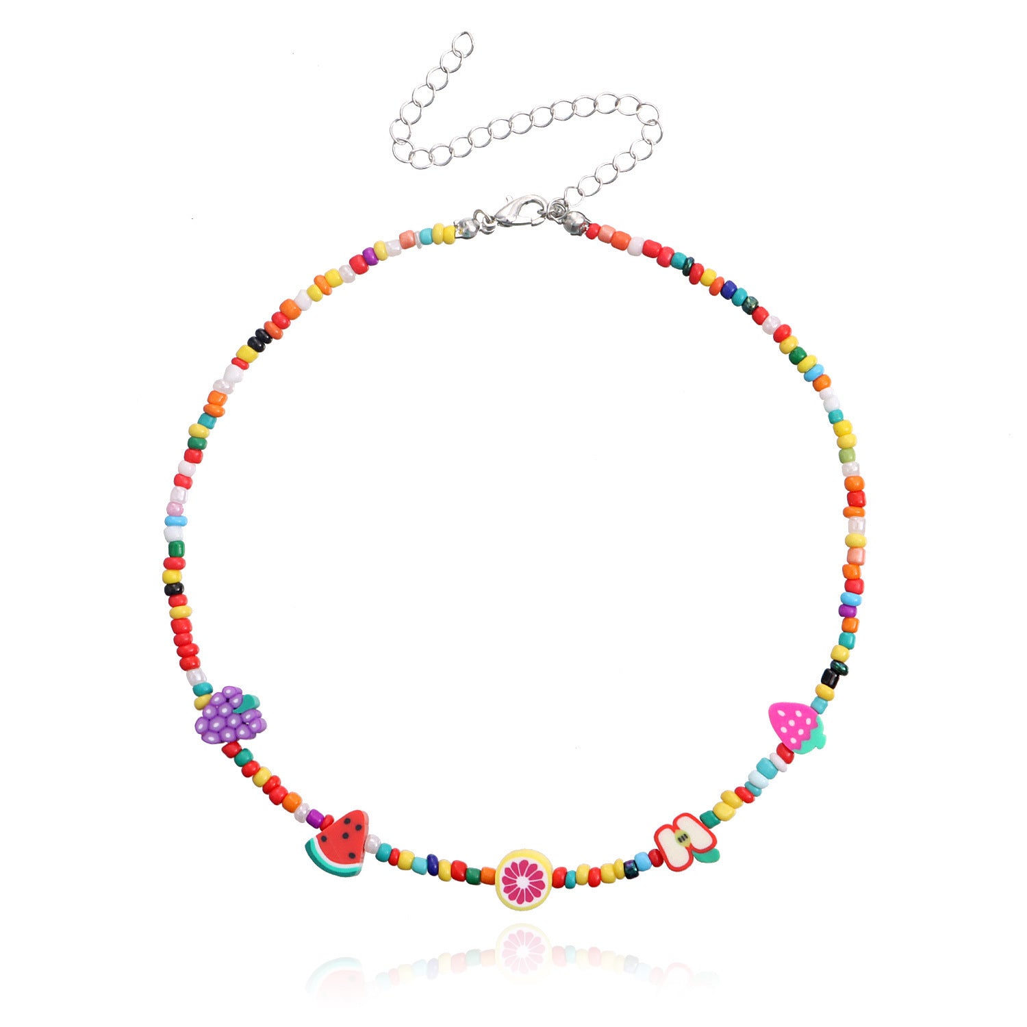 Personalized Colorful Fruit Element Rice Bead Necklace For Women