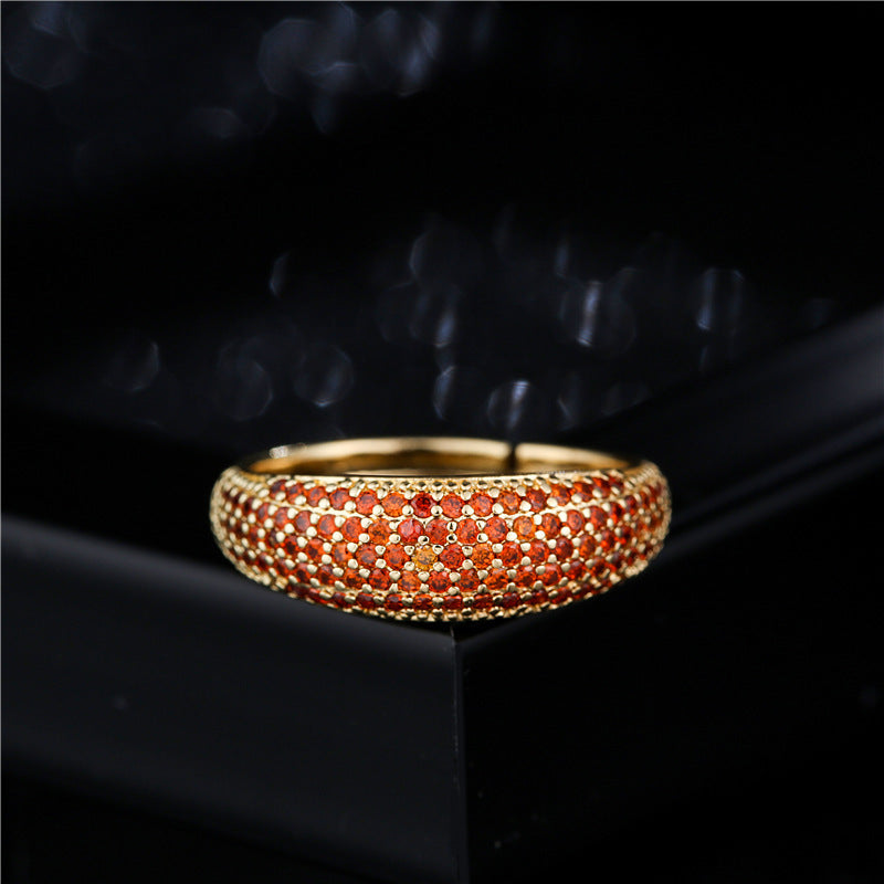 Stylish Copper Micro Set Diamond Zircon Ring