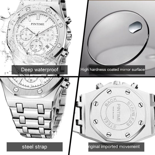 Multifunctional Six-pin Business Casual Fashion Waterproof Quartz Watch