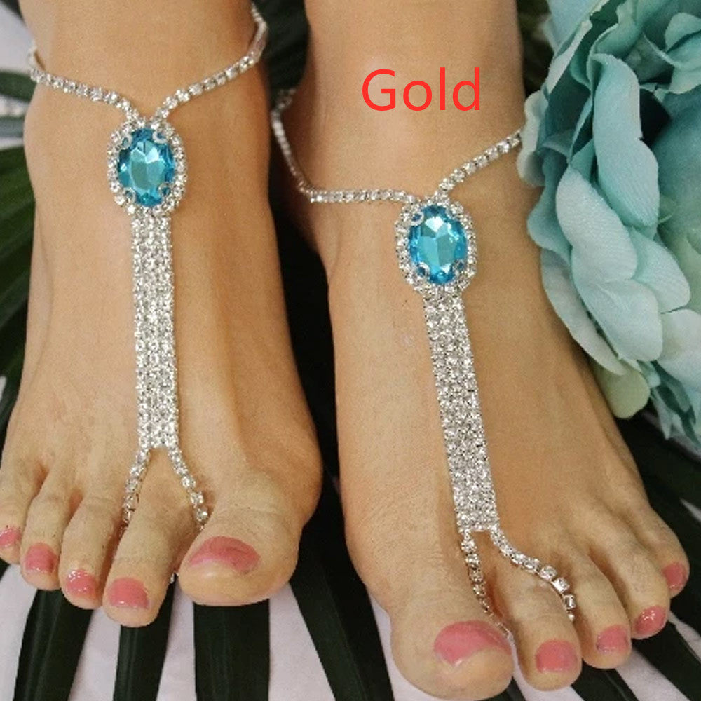 Fashion Personality Multilayer Rhinestone Link Anklet