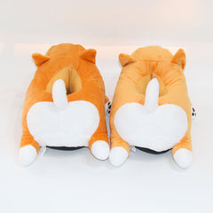 Cute Soft Cute Corgi Slippers Animal Home Plush Cotton Shoes