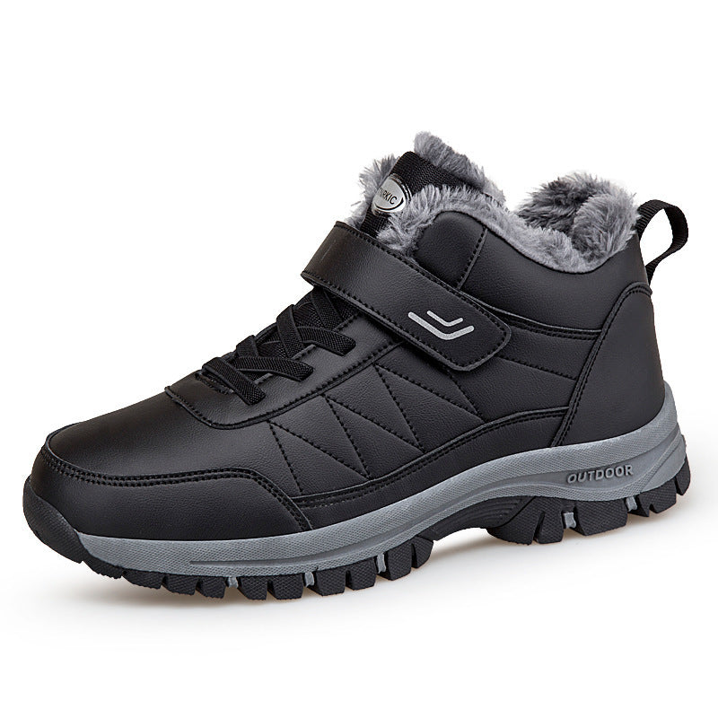 Men's High-top Travel Fleece-lined Warm Hiking Shoes