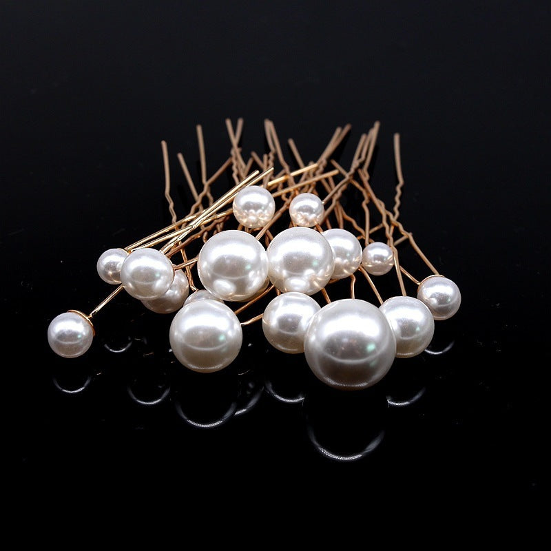 Pearl Hair Fork Clip Insert Needle Alloy Round Bead Headdress