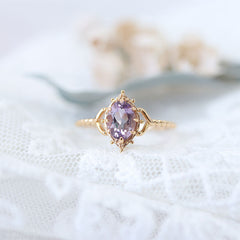 Silver Crown Bubble Amethyst Lace Women's Ring