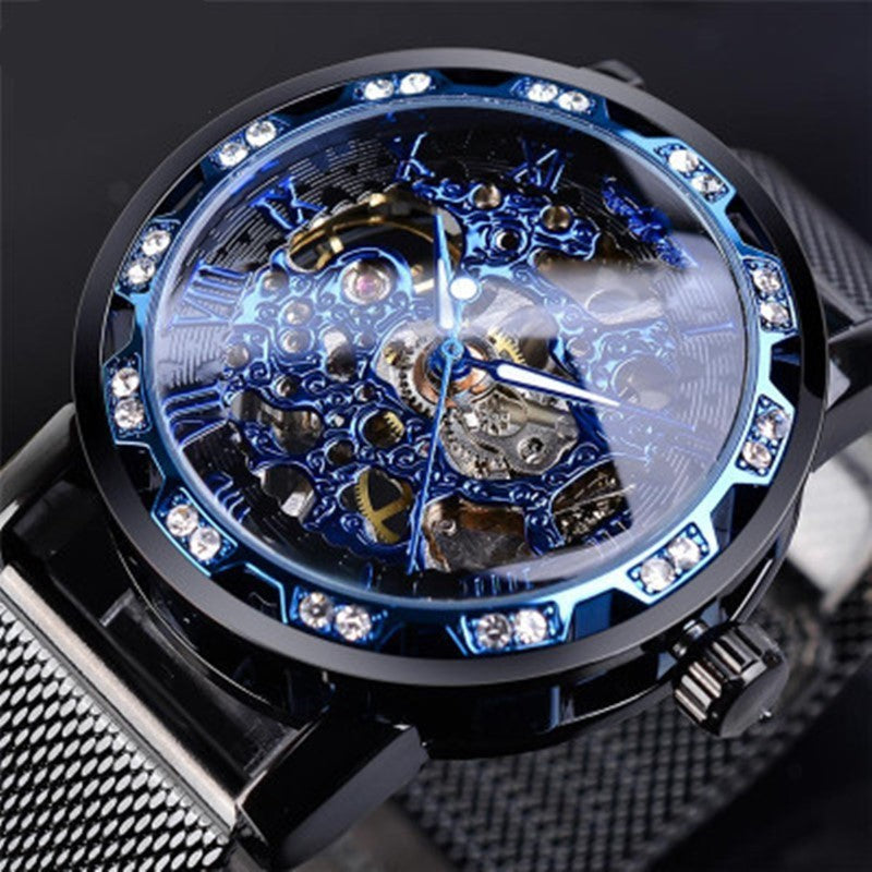 Popular Rhinestone Hollow Mesh Belt Mechanical Watch