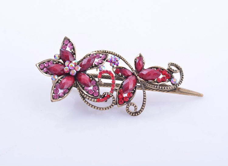 Chinese style retro resin butterfly dish hair clip