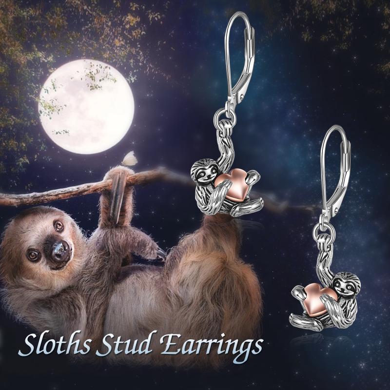 Sloth Leverback Dangle Drop Earrings