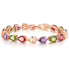 Diamond Cube Colorful Water Drop Crystal Bracelet Zircon Fashion Bracelet Gift Jewelry