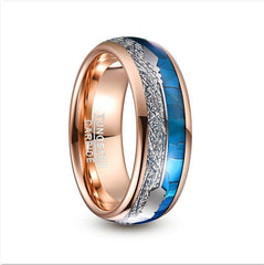 Fashion Blue Shell Men's Tungsten Steel Ring