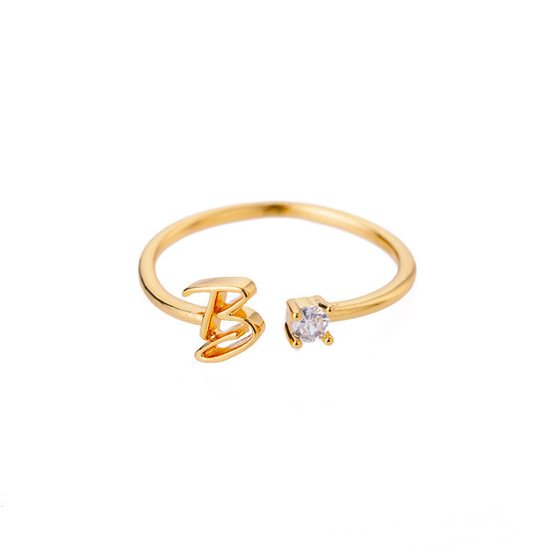 Letters Ring 26 Letters AZ Gold 18K Gold Plated Ring