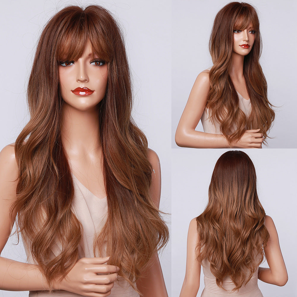 European And American Wig Female Eight Bangs Gradient High Temperature Silk Wig Headgear