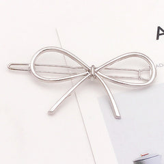 New Hollow Plated Alloy Women's Bow Hairpin Simple Matte Gold Side Clip Hair Accessories