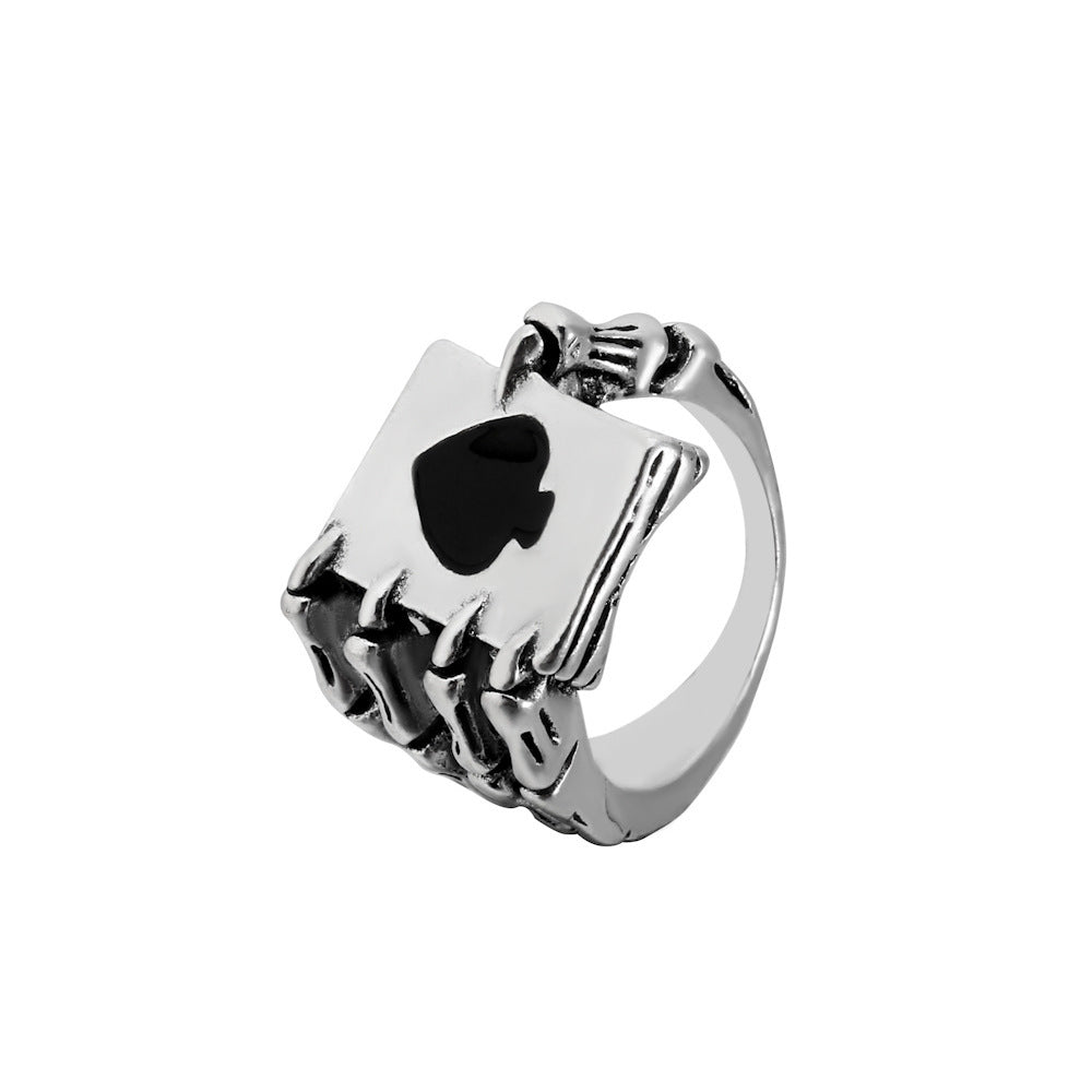 Metal Playing Card Hearts And Spades Ring