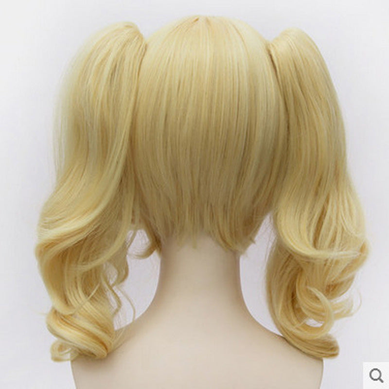 European And American Curly Hair Golden Yellow Anime Cosplay Wig Full Headgear