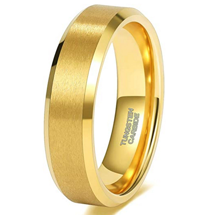 Lasa Chamfered Gold Tungsten Steel Ring