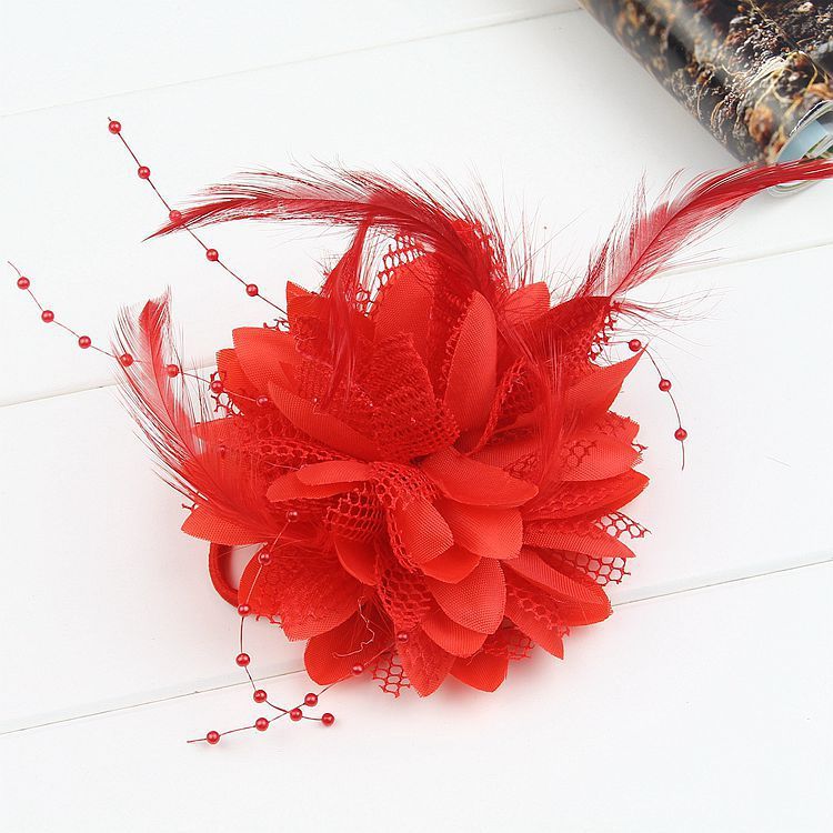 Dance Performance Hair Ring Wool Bead Line Fabric Handed Flower Bridal Headdress