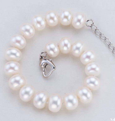 Alloy plated white gold pearl bracelet