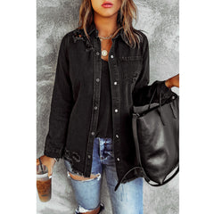 Black Ripped Denim Jacket