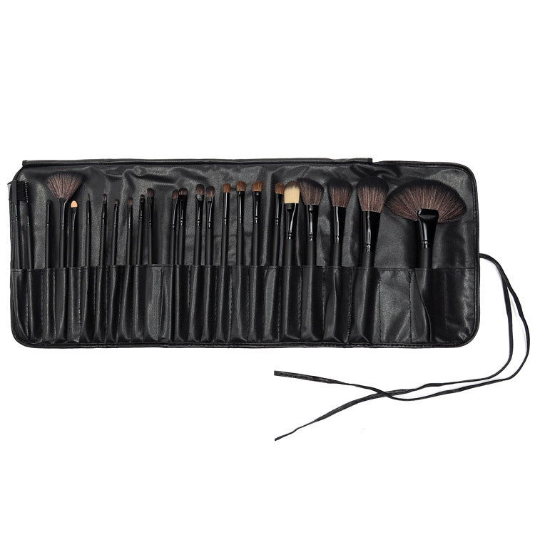 Black wooden handle makeup brushes for precision application