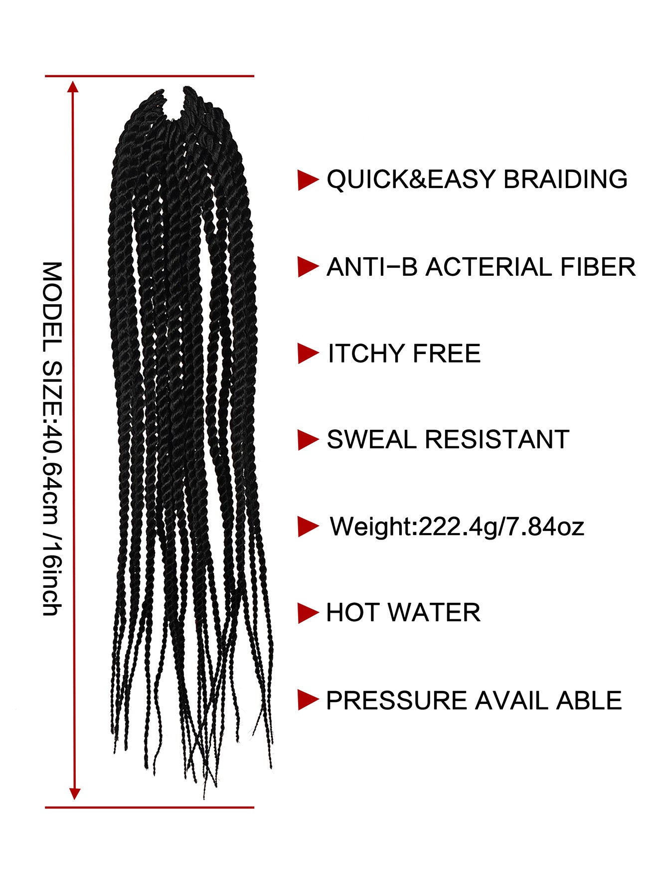 Detailed View of 80 Strands of Crochet Braid Hair