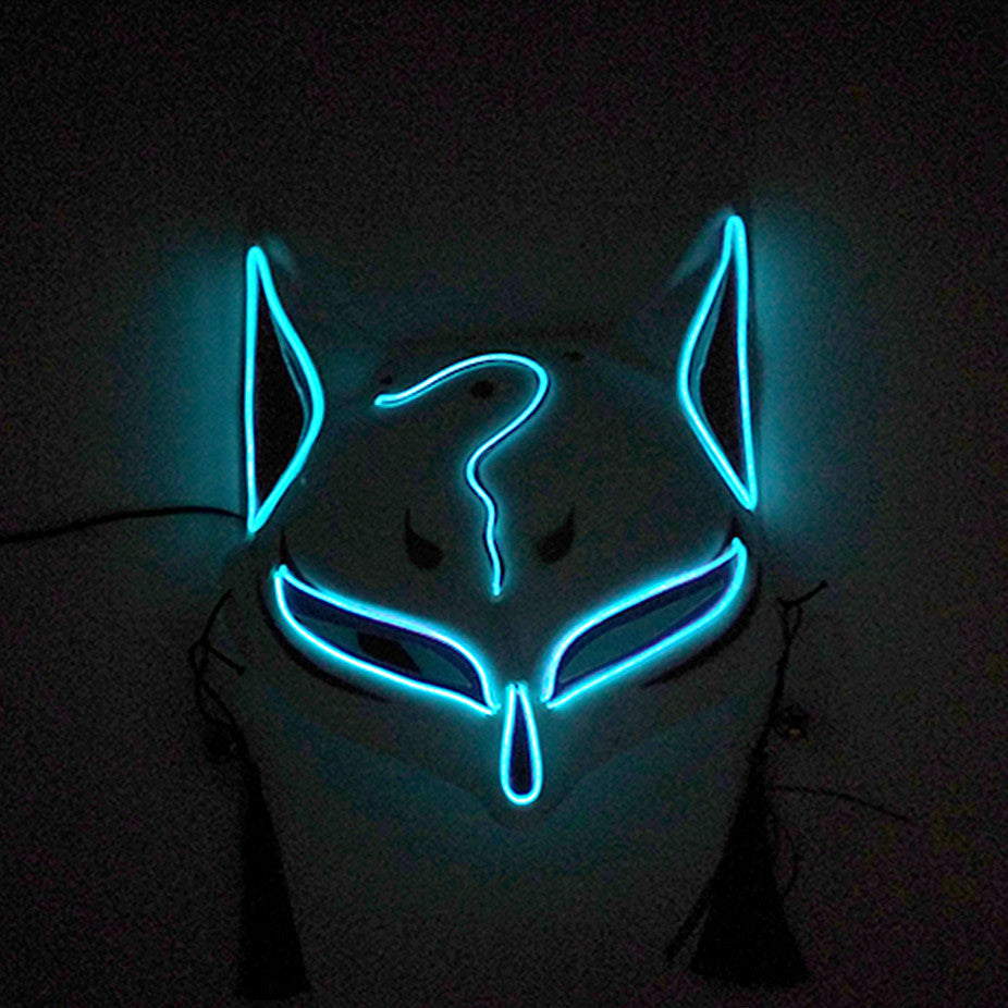 Fox LED Headgear Blue Glowing Face Mask