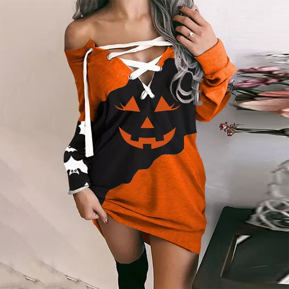 Halloween Long-Sleeved Hipster Dress