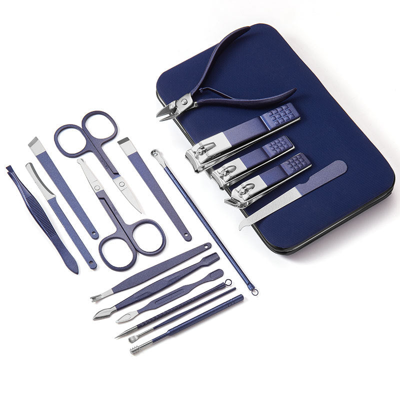 Manicure beauty set in blue case