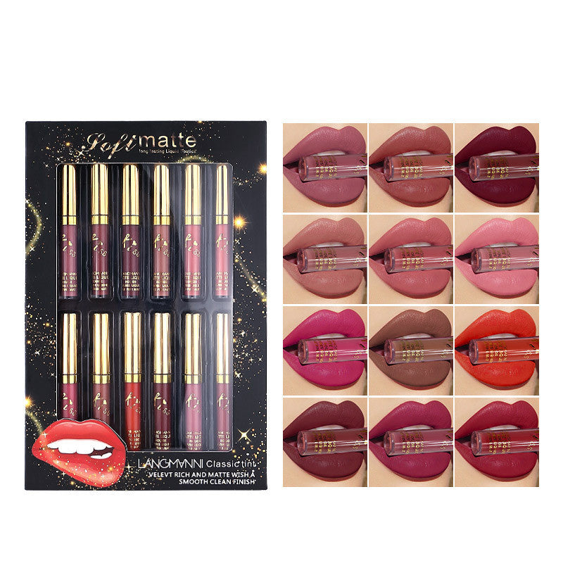 12 Color Matte Lip Gloss Set