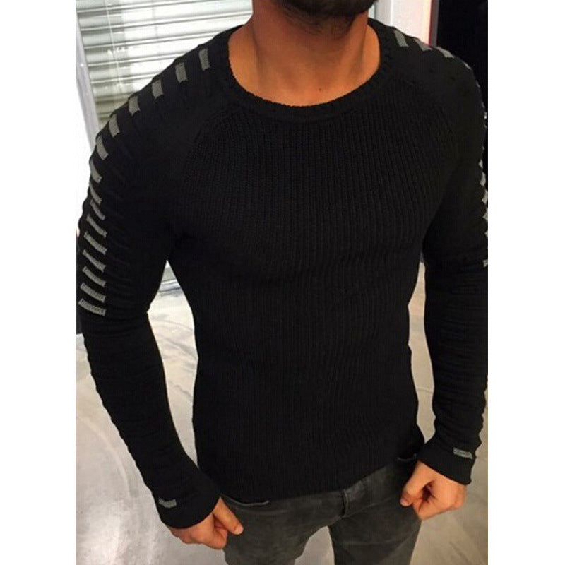 Men's Slim Fit Casual Pullover - Knitted Stripe Sweater