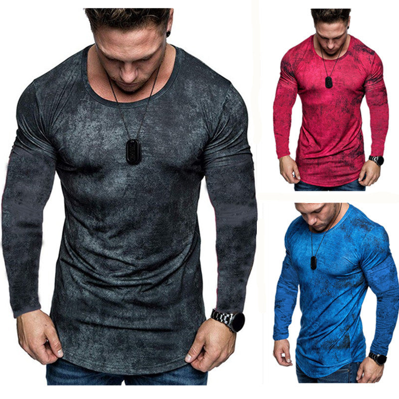 Men's Tie-dye round neck fitness t-shirt